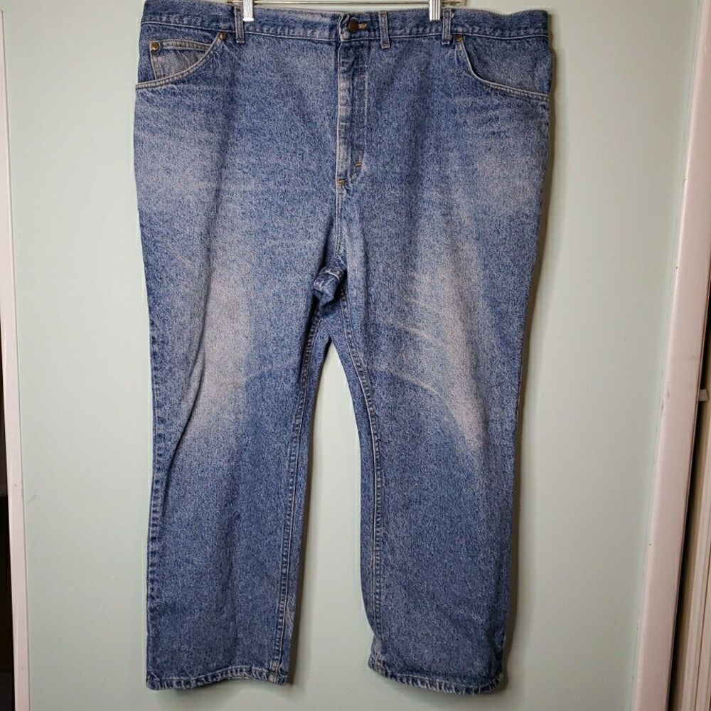 Vintage 80s Lee Jeans Mens Sz 50 x 30 (48x29) Blue Medium Wash Union Made Riders